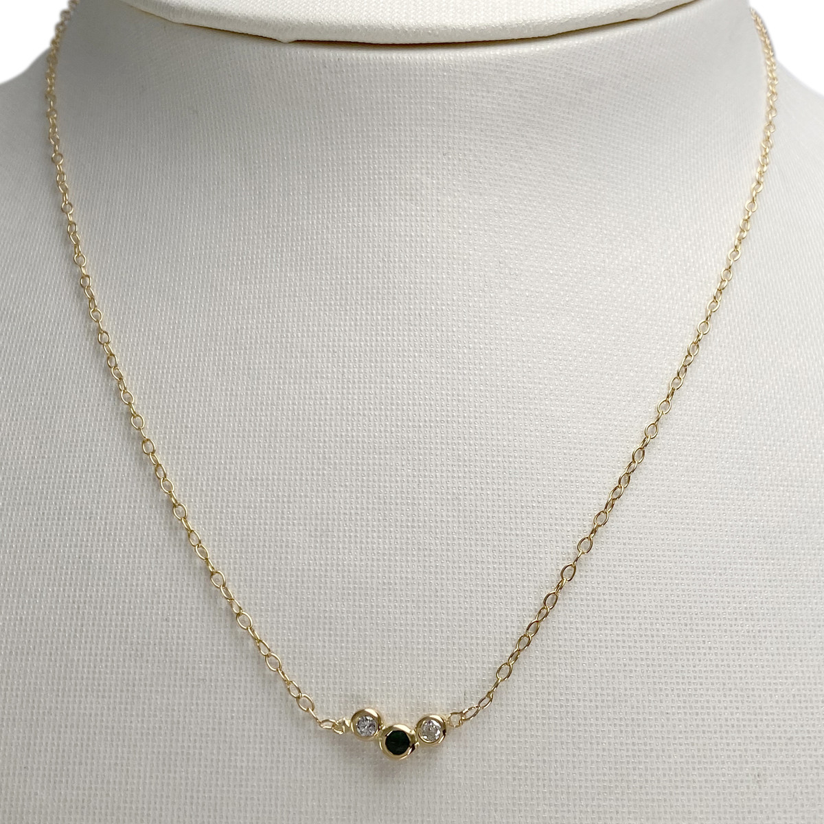 Collier d'occasion or 750 jaune diamants émeraude - vue 2