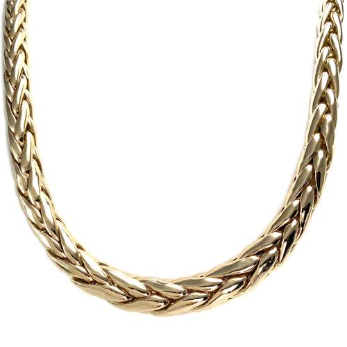 Pre-owned 750 yellow gold necklace with a palm-leaf chain design