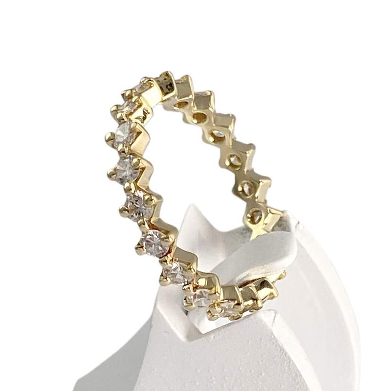 Bague d'occasion or 750 jaune tour complet diamants - vue 2