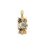 Pendentif d'occasion or 375 jaune hibou aigue marinezirconias - vue 1