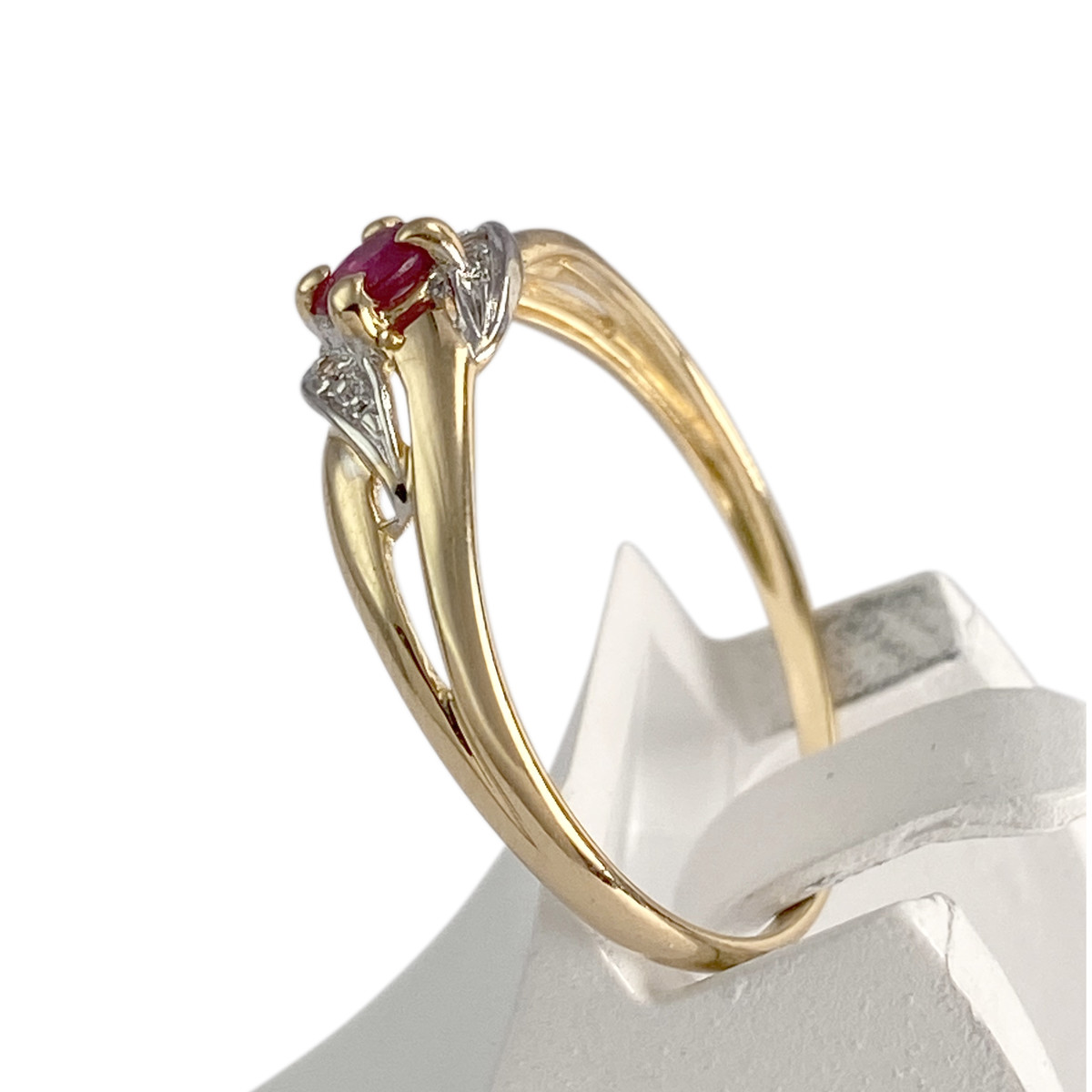 Bague d'occasion or 750 2 tons diamant rubis - vue 2
