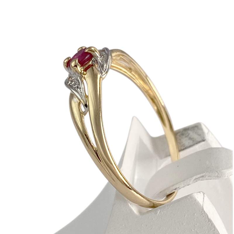 Bague d'occasion or 750 2 tons diamant rubis - vue 2