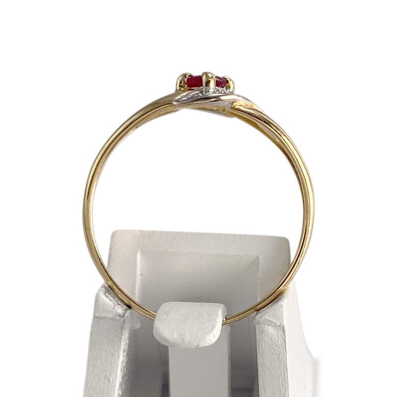 Bague d'occasion or 750 2 tons diamant rubis - vue 3