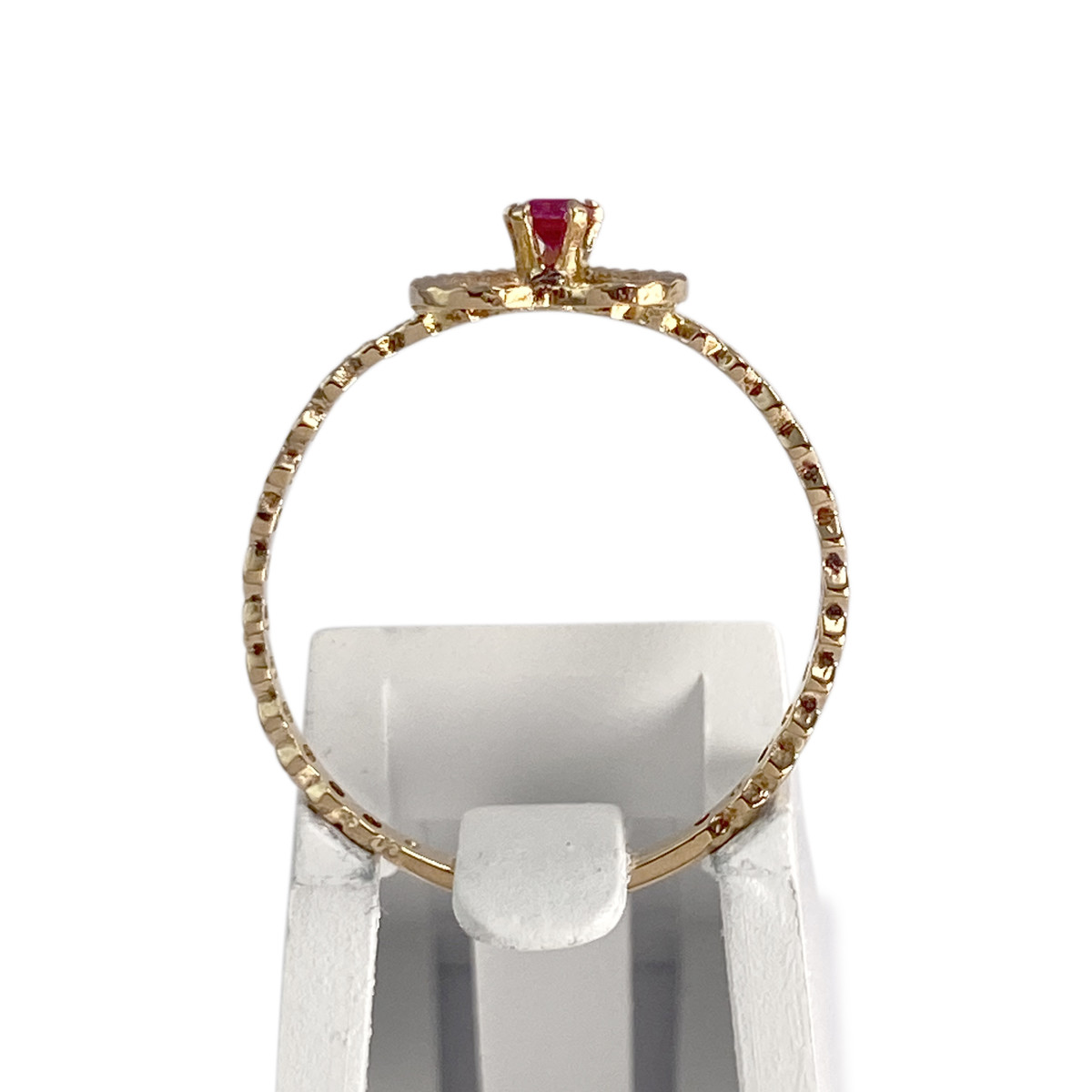 Bague d'occasion or 750 jaune coeur rubis synthetique - vue 3