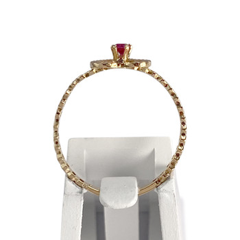 Bague d'occasion or 750 jaune coeur rubis synthetique