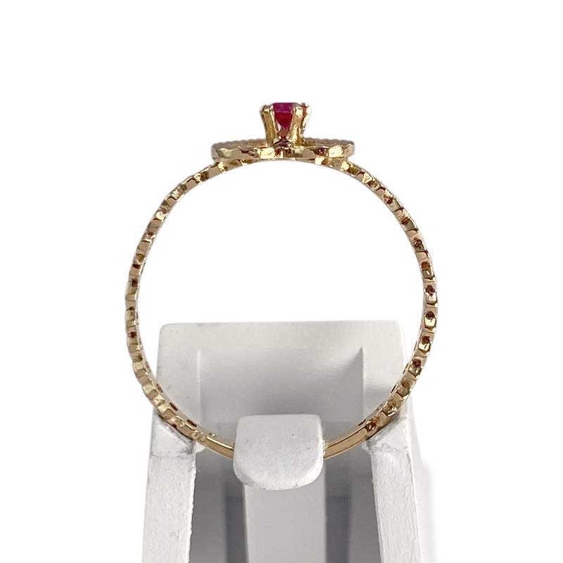 Bague d'occasion or 750 jaune coeur rubis synthetique - vue 3