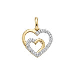 Pendentif d'occasion or 375 2 tons coeur diamant - vue 1