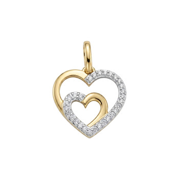 Pendentif d'occasion or 375 2 tons coeur diamant