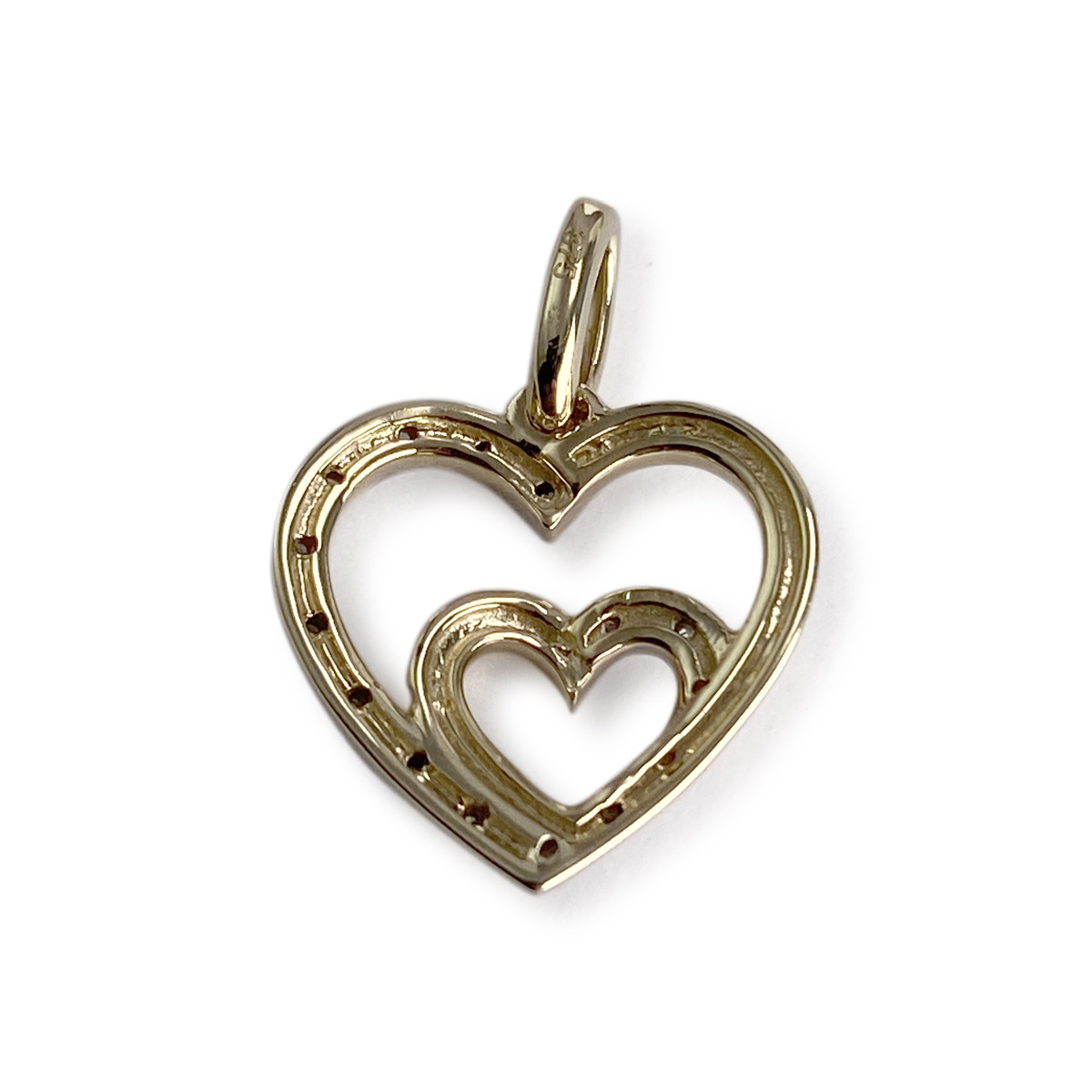 Pendentif d'occasion or 375 2 tons coeur diamant - vue 2