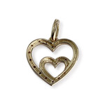 Pendentif d'occasion or 375 2 tons coeur diamant - vue 2