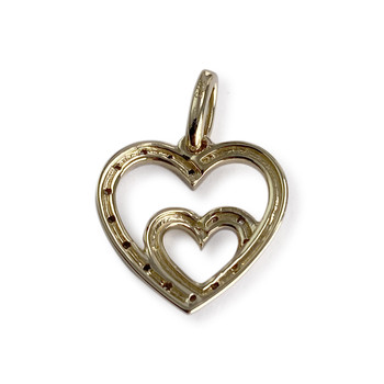 Pendentif d'occasion or 375 2 tons coeur diamant