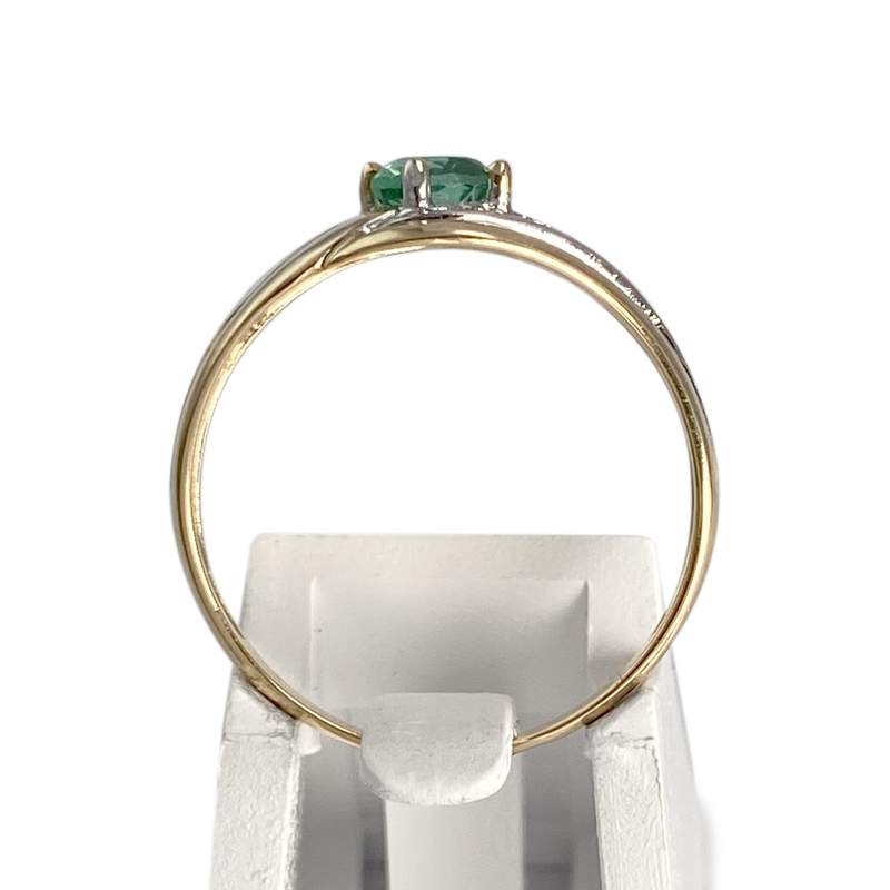 Bague d'occasion  or 2 tons 750 émeraude diamant - vue 3