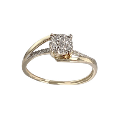 Bague d'occasion or 375 2 tons diamants