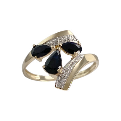 Bague d'occasion or 375 2 tons saphir diamant
