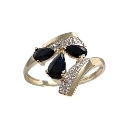 Bague d'occasion or 375 2 tons saphir diamant
