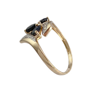 Bague d'occasion or 375 2 tons saphir diamant