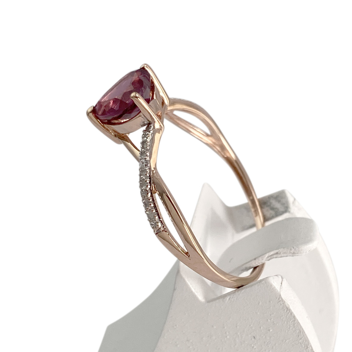 Bague d'occasion or 375 rose grenat rhodolitezirconias - vue 2