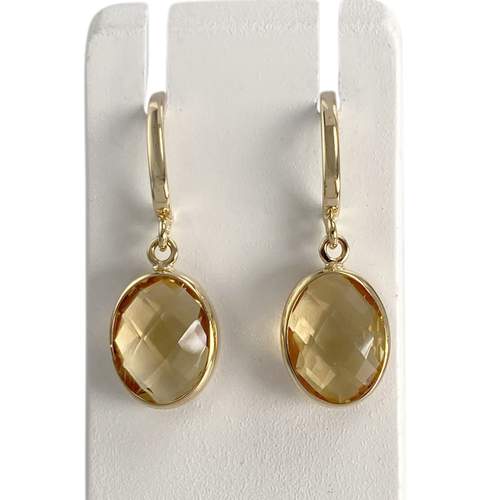 Boucles d'oreilles d'occasion or 750 jaune citrine