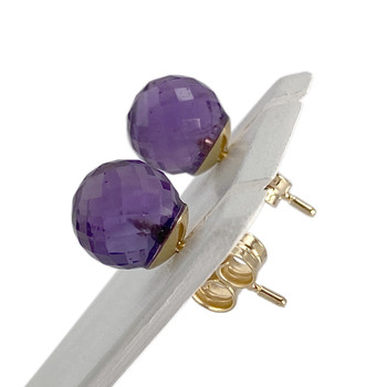 Boucles d'oreilles d'occasion or 750 jaune amethyste