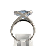 Bague d'occasion or 750 blanc topaze traitée sky blue diamant - vue 3