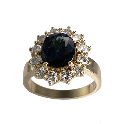 Bague d'occasion or 750 jaune diamant saphir