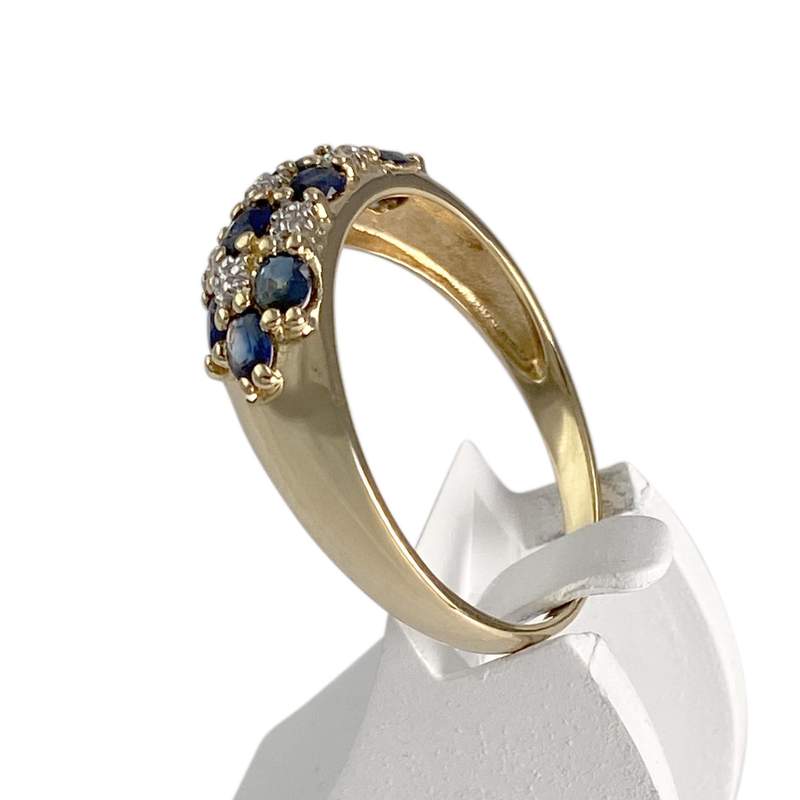 Bague d'occasion or 750 2 tons saphir diamant - vue 2