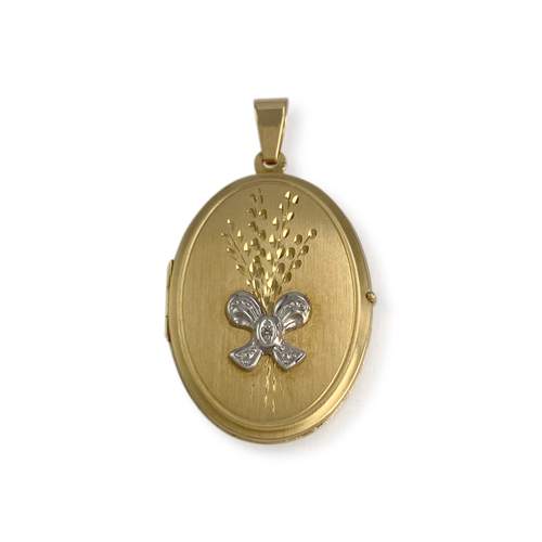 Pendentif d'occasion  or 750 2 tons porte photo diamant
