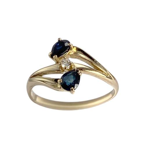 Bague d'occasion or 750 jaune diamant saphir
