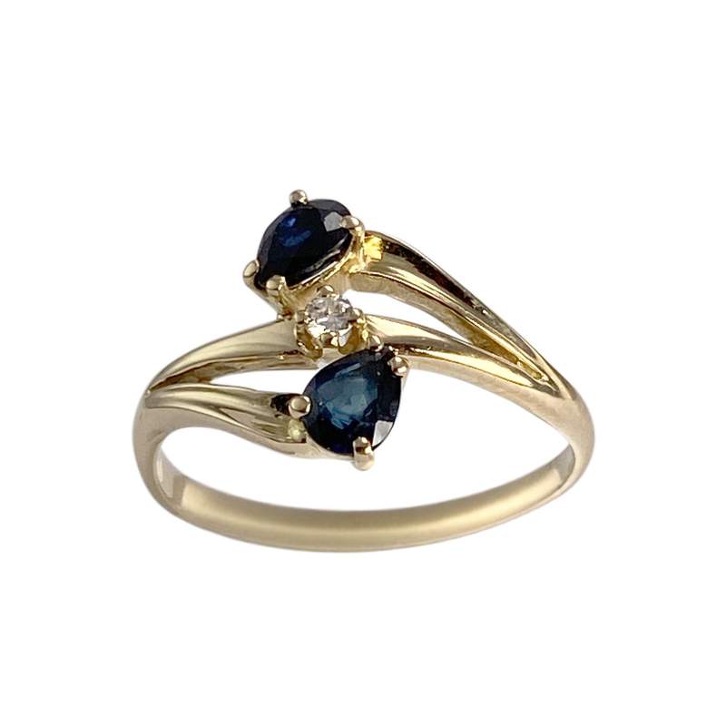 Bague d'occasion or 750 jaune diamant saphir - vue 1