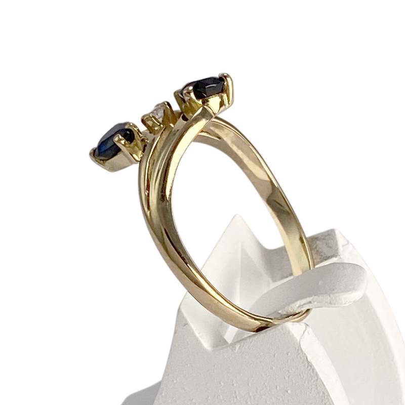Bague d'occasion or 750 jaune diamant saphir - vue 2