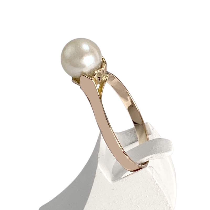 Bague d'occasion or 750 jaune perle de culture - vue 2