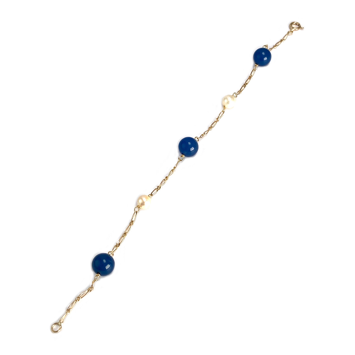 Bracelet d'occasion or 750 jaune maille cheval agate perle de culture - vue 2