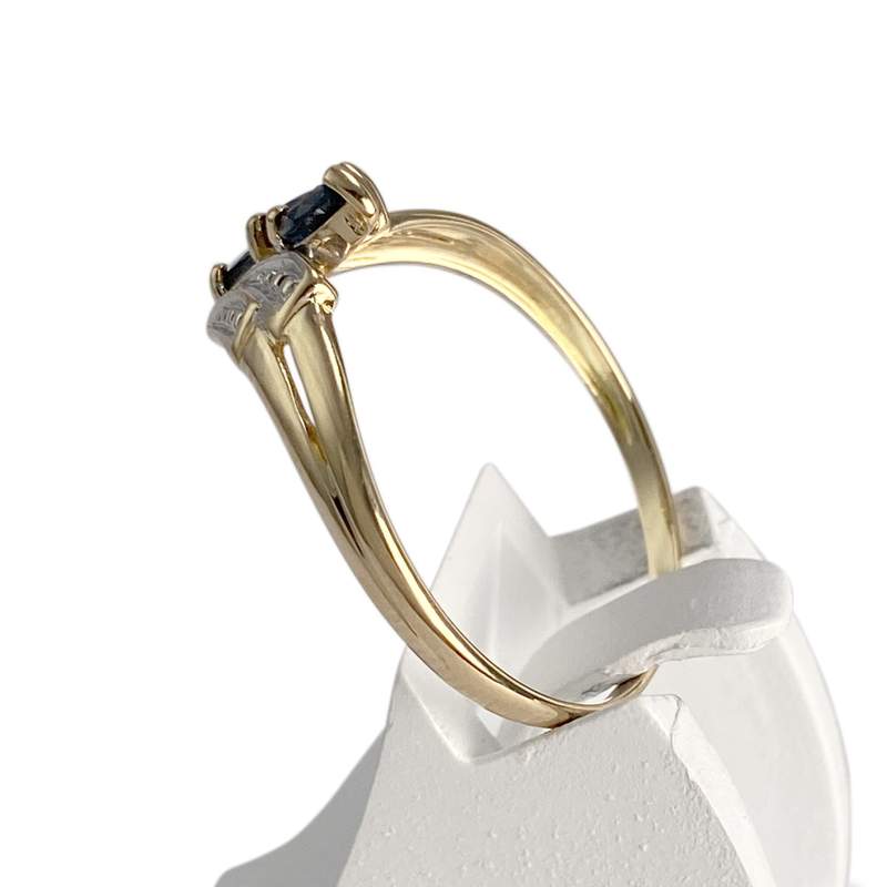 Bague d'occasion  or 750 2 tons saphir - vue 2