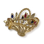 Broche d'occasion  or 2 tons 750 diamants saphirs rubis émeraudes - vue 2