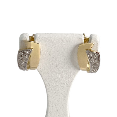 Boucles d'oreilles d'occasion  or 750 2 tons diamants - vue 1