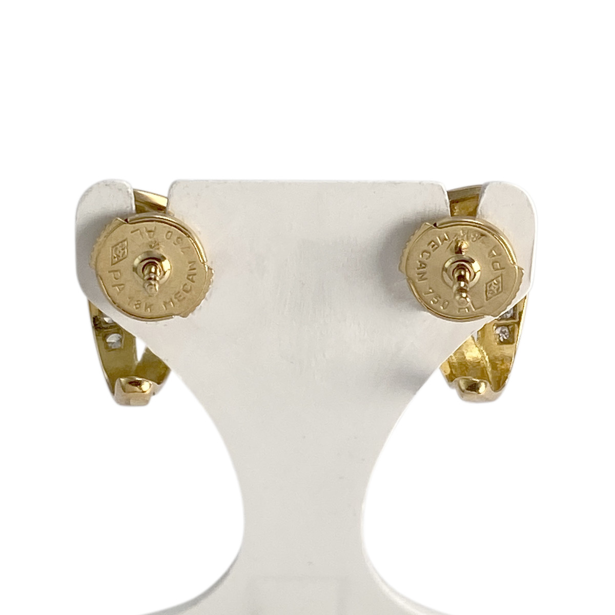Boucles d'oreilles d'occasion  or 750 2 tons diamants - vue 3