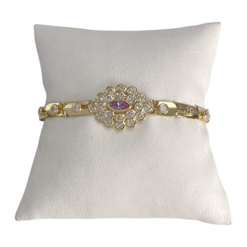 Bracelet d'occasion or 750 jaune maille fantaisie zirconias