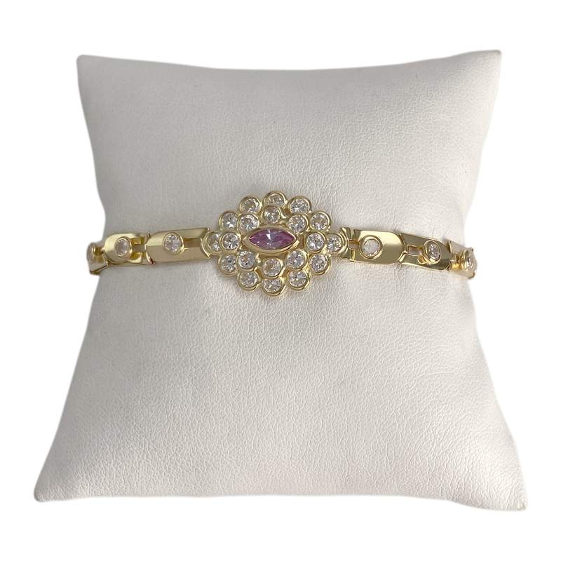Bracelet d'occasion or 750 jaune maille fantaisie zirconias - vue 1