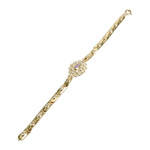 Bracelet d'occasion or 750 jaune maille fantaisie zirconias - vue 2