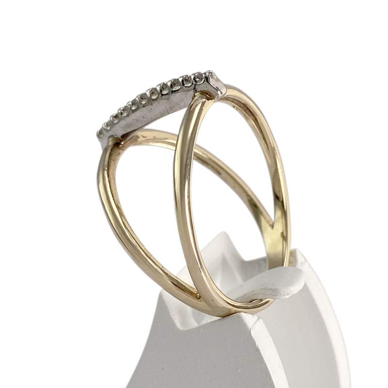 Bague d'occasion 2 ors 375 diamant - vue 2