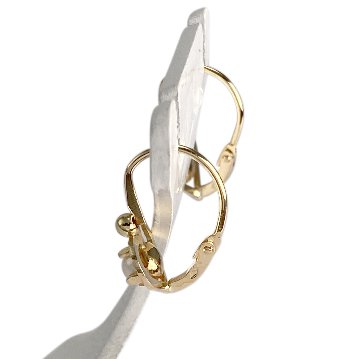 Boucles d'oreilles d'occasion or 750 jaune perle de culture - vue 2