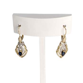 Boucles d'oreilles d'occasion  or 750 2 tons diamant saphir