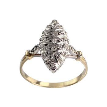 Bague d'occasion 2 tons or 750 marquise diamants
