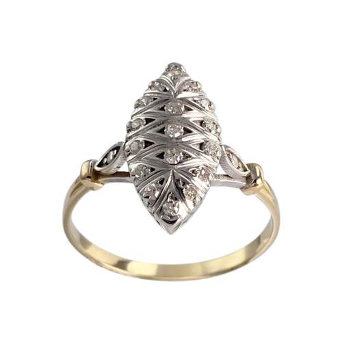 Bague d'occasion 2 tons or 750 marquise diamants