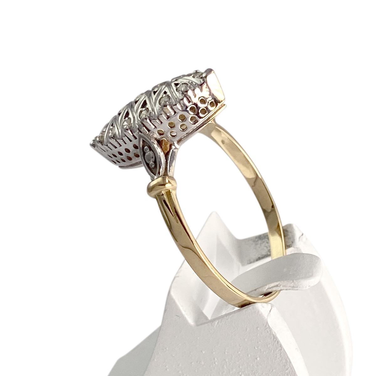 Bague d'occasion 2 tons or 750 marquise diamants - vue 2