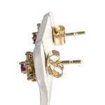 Boucles d'oreilles d'occasion or 750 jaune étoile zirconias rubis - vue 2
