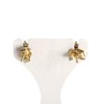 Boucles d'oreilles d'occasion or 750 jaune étoile zirconias rubis - vue 3