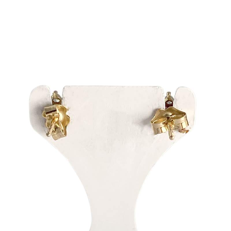 Boucles d'oreilles d'occasion or 750 jaune étoile zirconias rubis - vue 3
