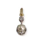 Pendentif d'occasion 2 ors 750 perle de culture diamant - vue 1