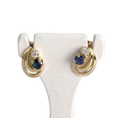 Boucles d'oreilles d'occasion or 750 jaune saphirzirconias
